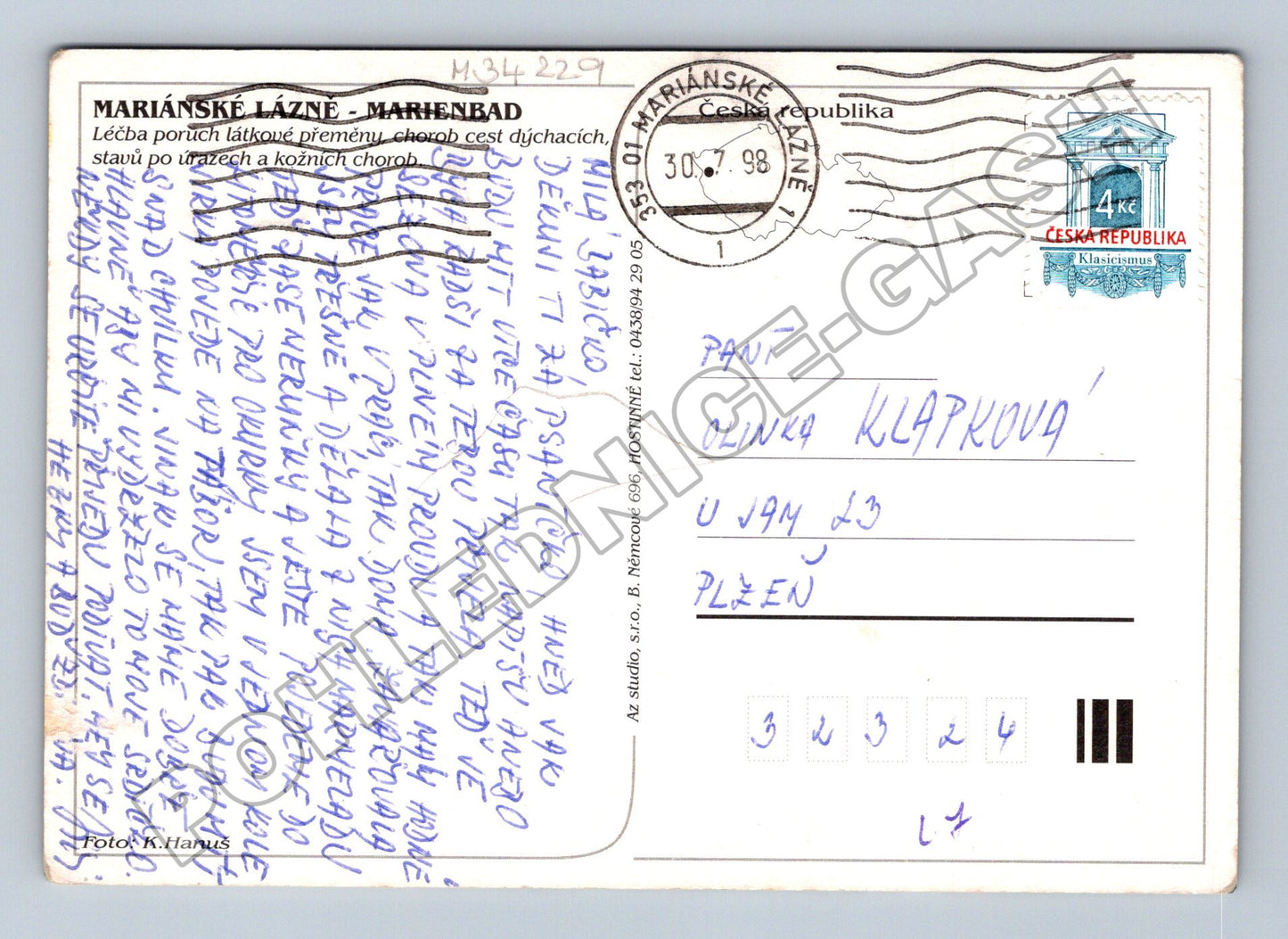 Pohlednice Mariánské Lázně multi-view 1998 (M34229)