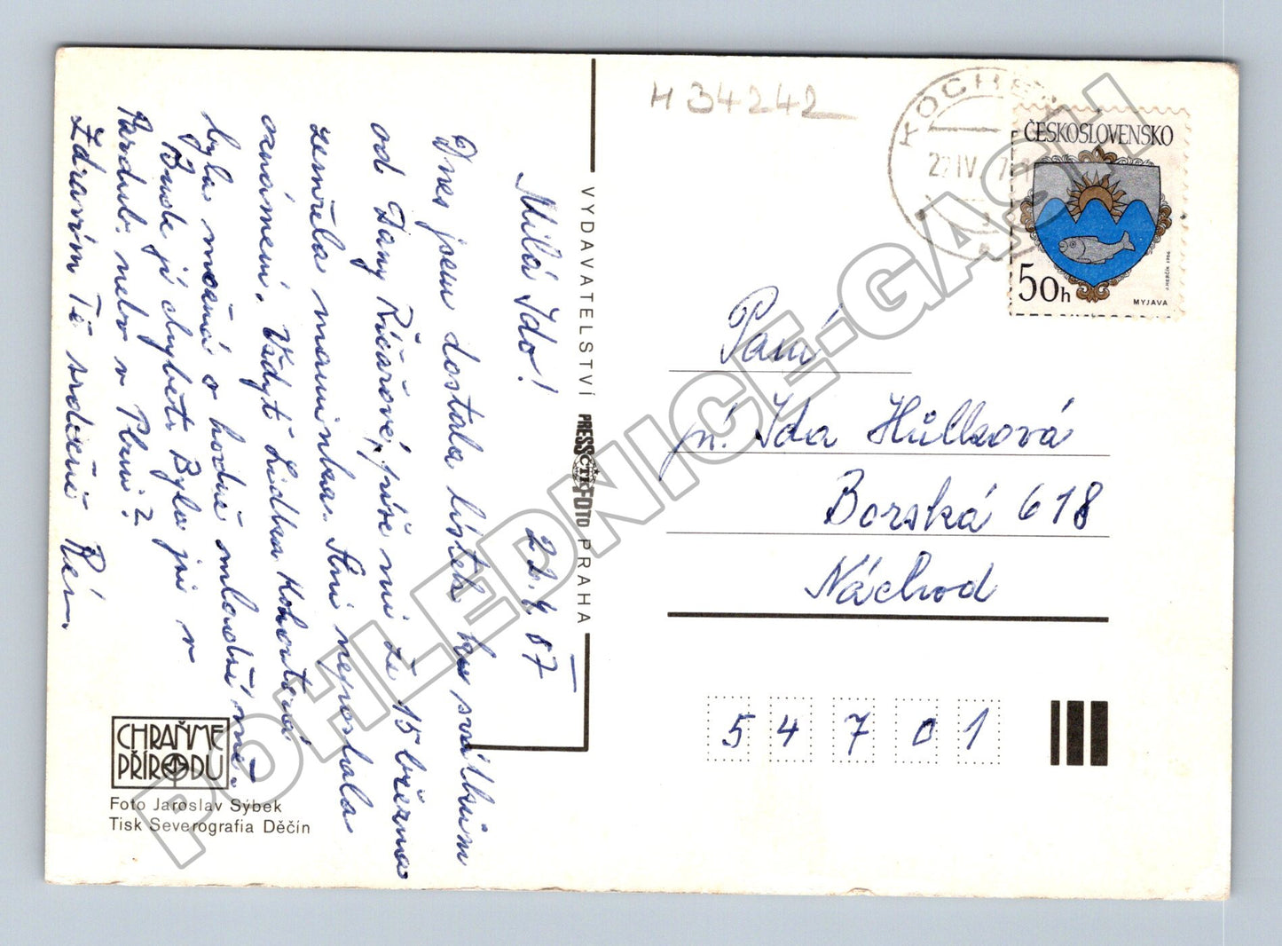 Pohlednice stromy břízy krajina 1987 (M34242)