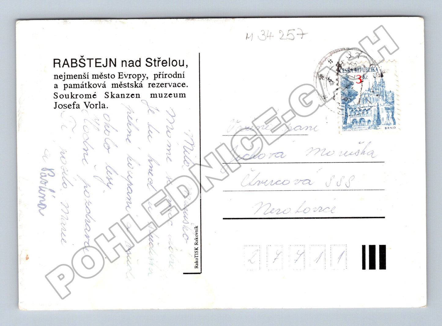 Pohlednice Rabštejn nad Střelou kresba 1978 (M34257)