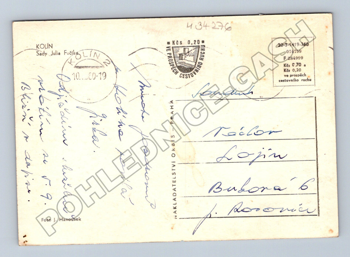 Pohlednice Kolín Sady Julia Fučíka 1960 (M34276)