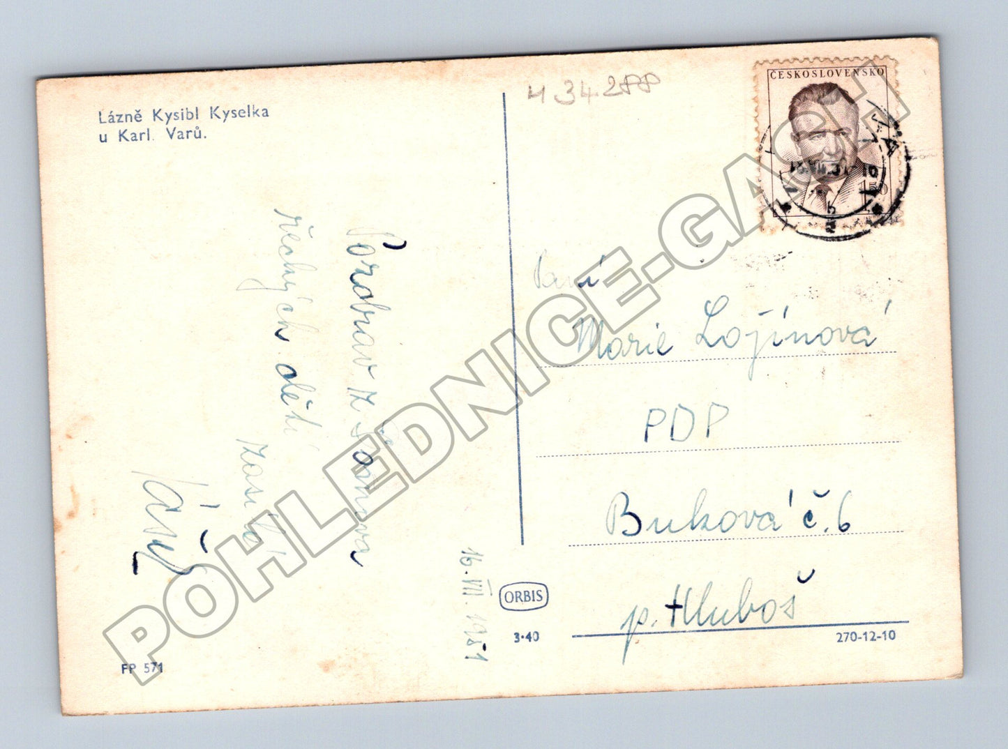 Pohlednice Kyselka lázeňské budovy 1941 (M34288)