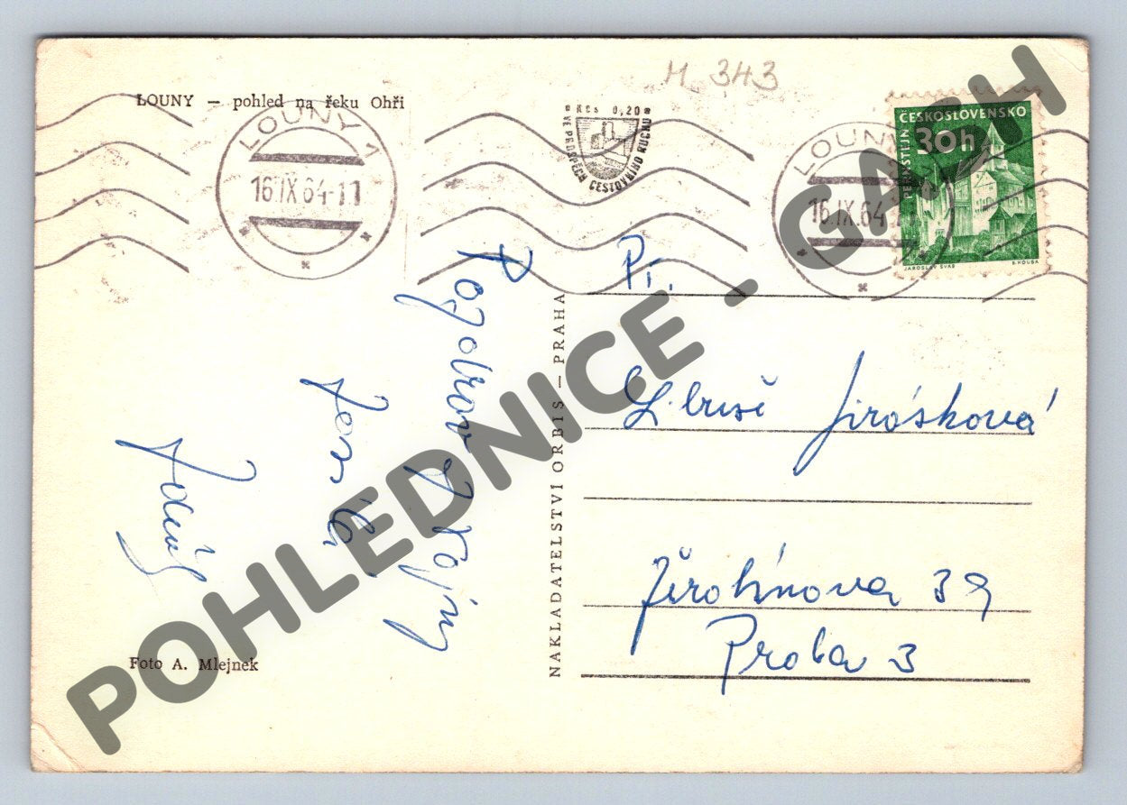 Pohlednice Louny řeka Ohře stará 1964 (M343)