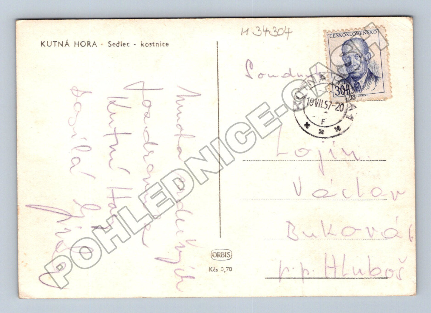 Pohlednice Kutná Hora Sedlec kostnice 1957 (M34304)