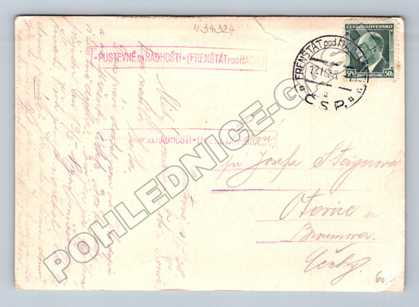 Pohlednice Radhošťský hřbet Pustevny zimní krajina 1938 (M34324)