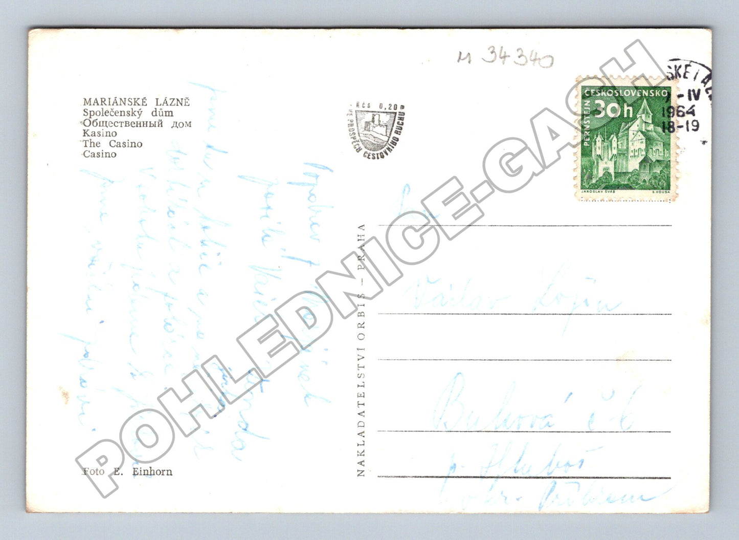 Pohlednice Mariánské Lázně Společenský dům Casino 1964 (M34340)