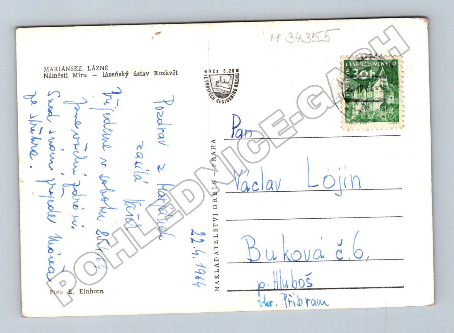 Pohlednice Mariánské Lázně Náměstí Míru 1964 (M34355)