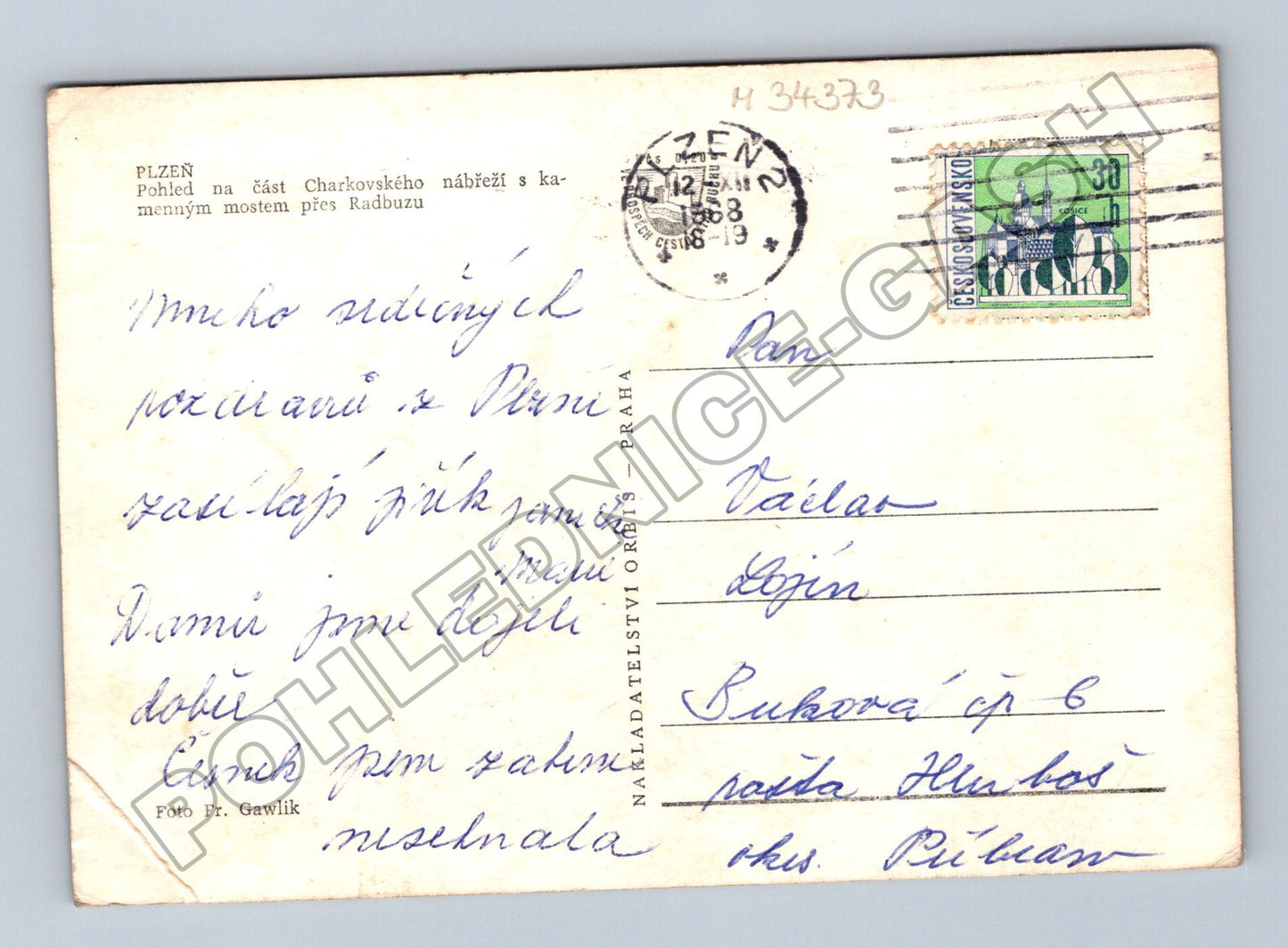 Pohlednice Plzeň Charkovské nábřeží most přes Radbuzu 1938 (M34373)