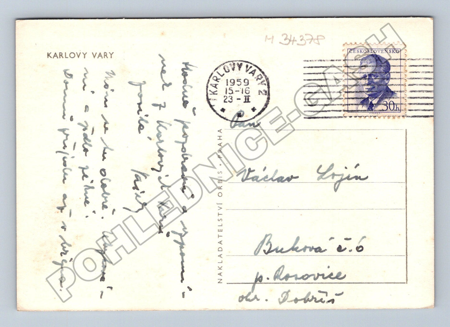 Pohlednice Karlovy Vary panorama 1959 (M34378)
