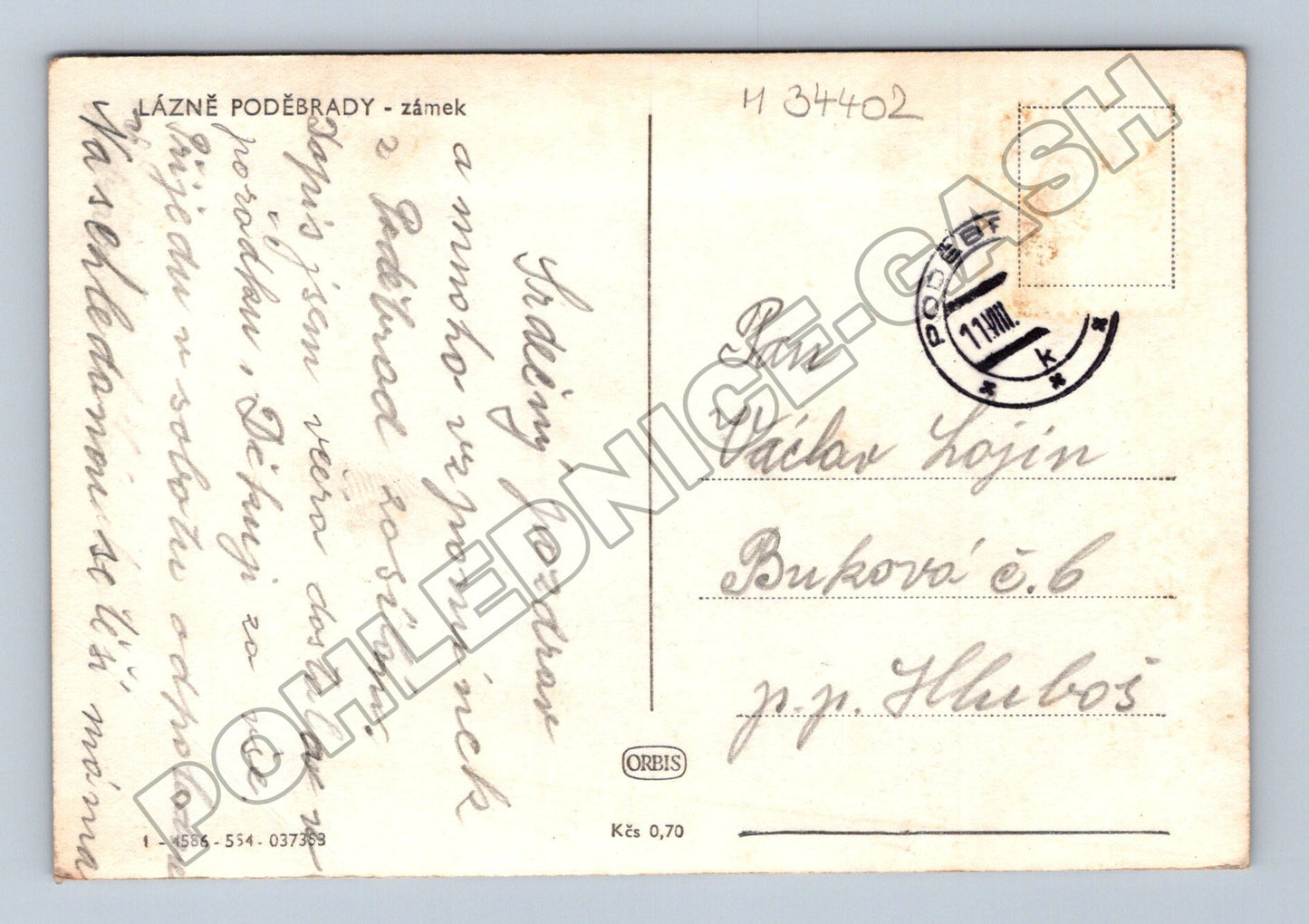Pohlednice Poděbrady zámek kvetoucí stromy (M34402)