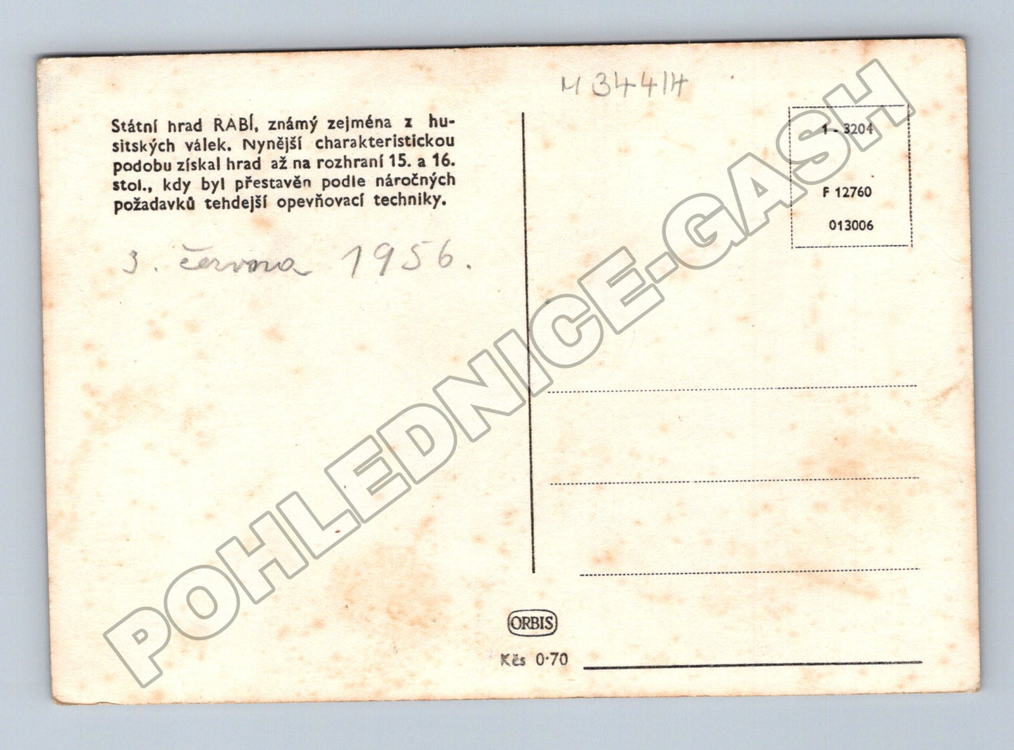 Pohlednice Hrad Rabí a podhradí 1956 (M34414)