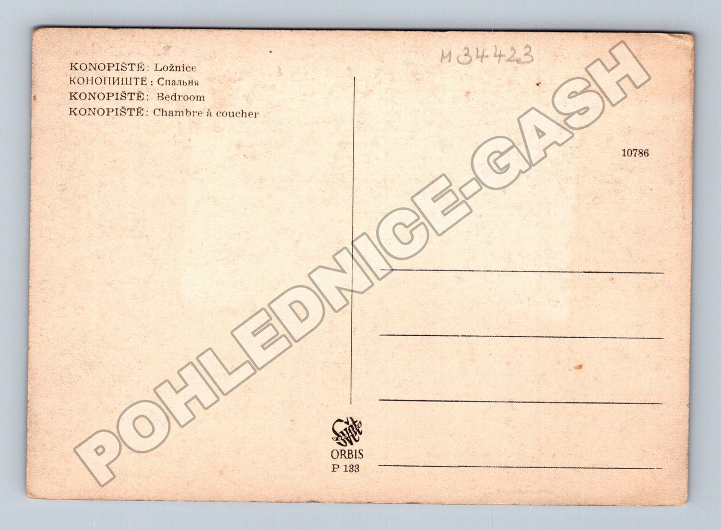 Pohlednice Konopiště ložnice zámku (M34423)