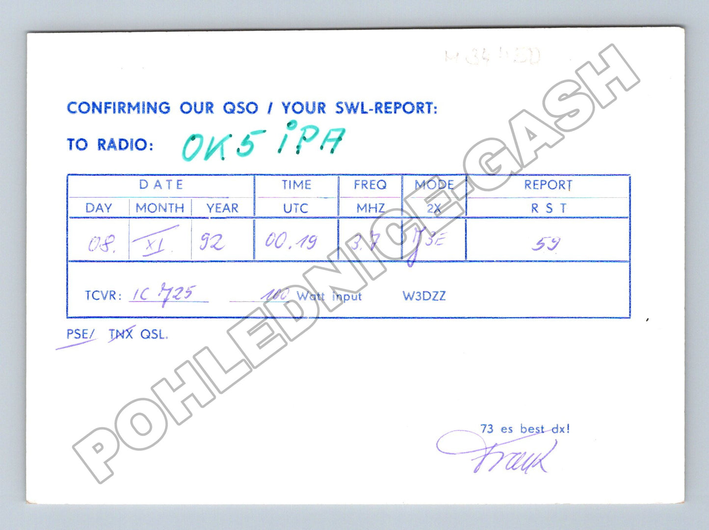 Pohlednice Německo radioamatérská QSL karta DL6JFR 1992 (M34450)