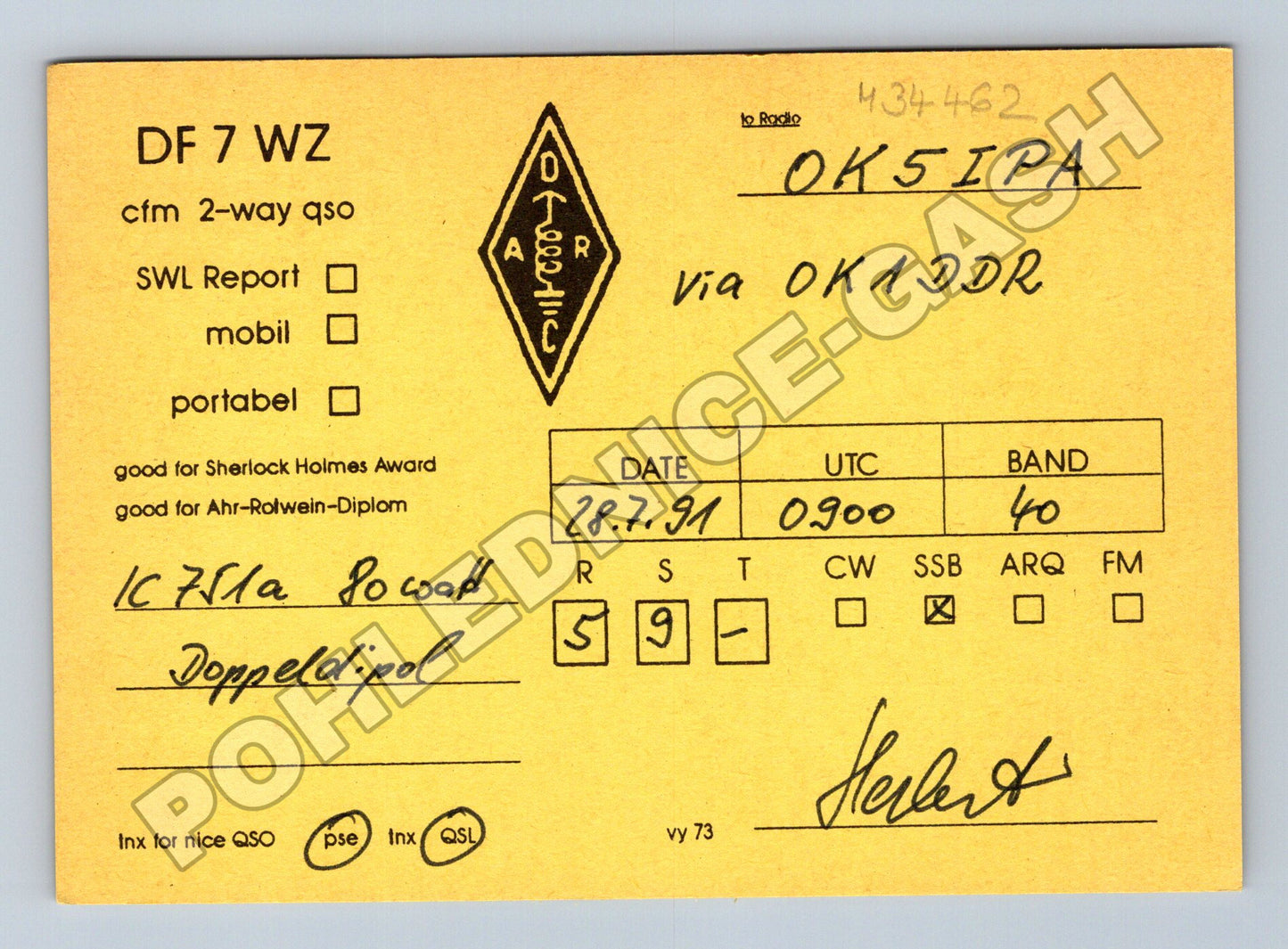 Pohlednice Německo radio QSL karta IPA 1991 (M34462)