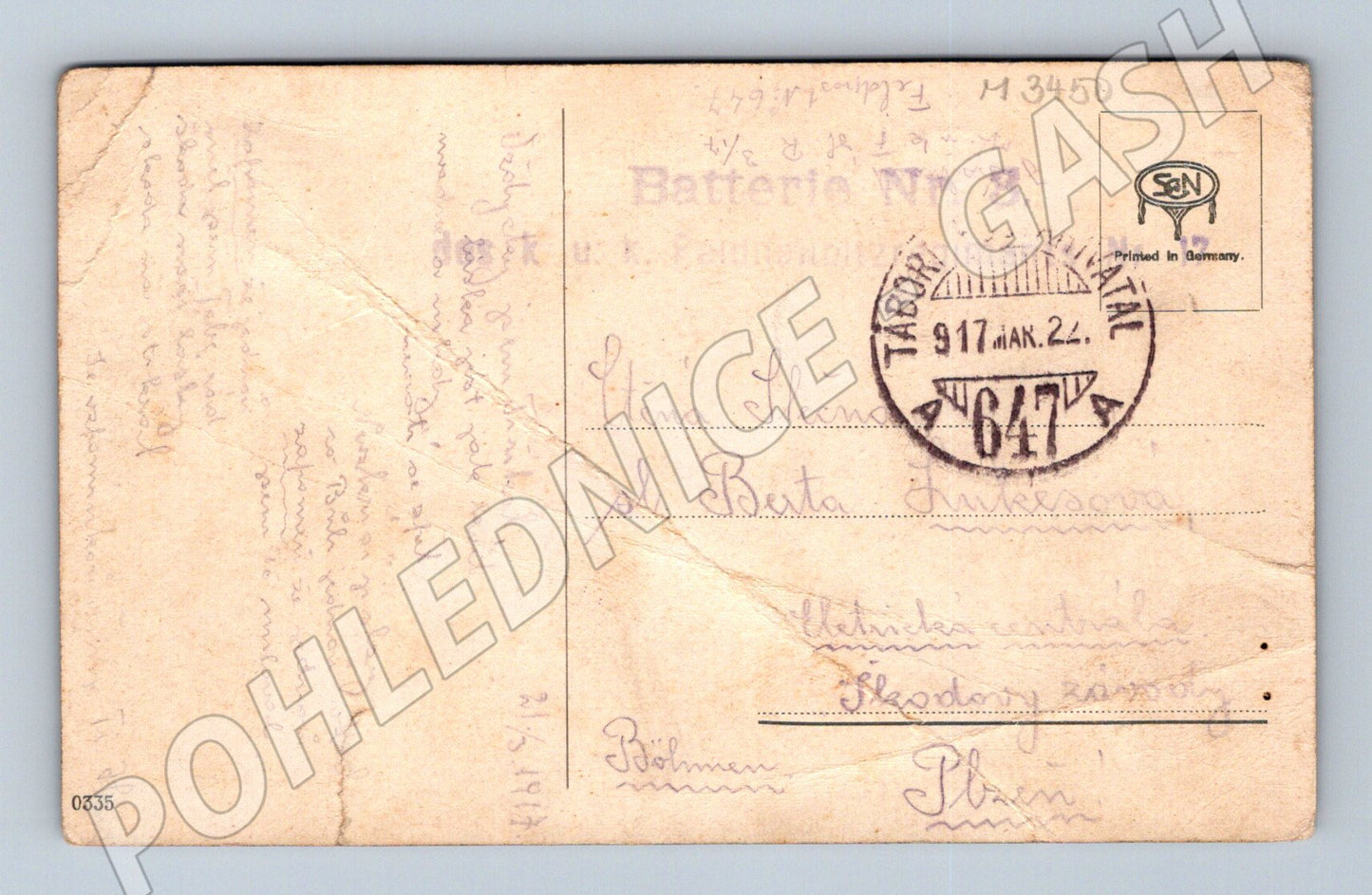 Pohlednice pár u kočárku 1917 (M3450)