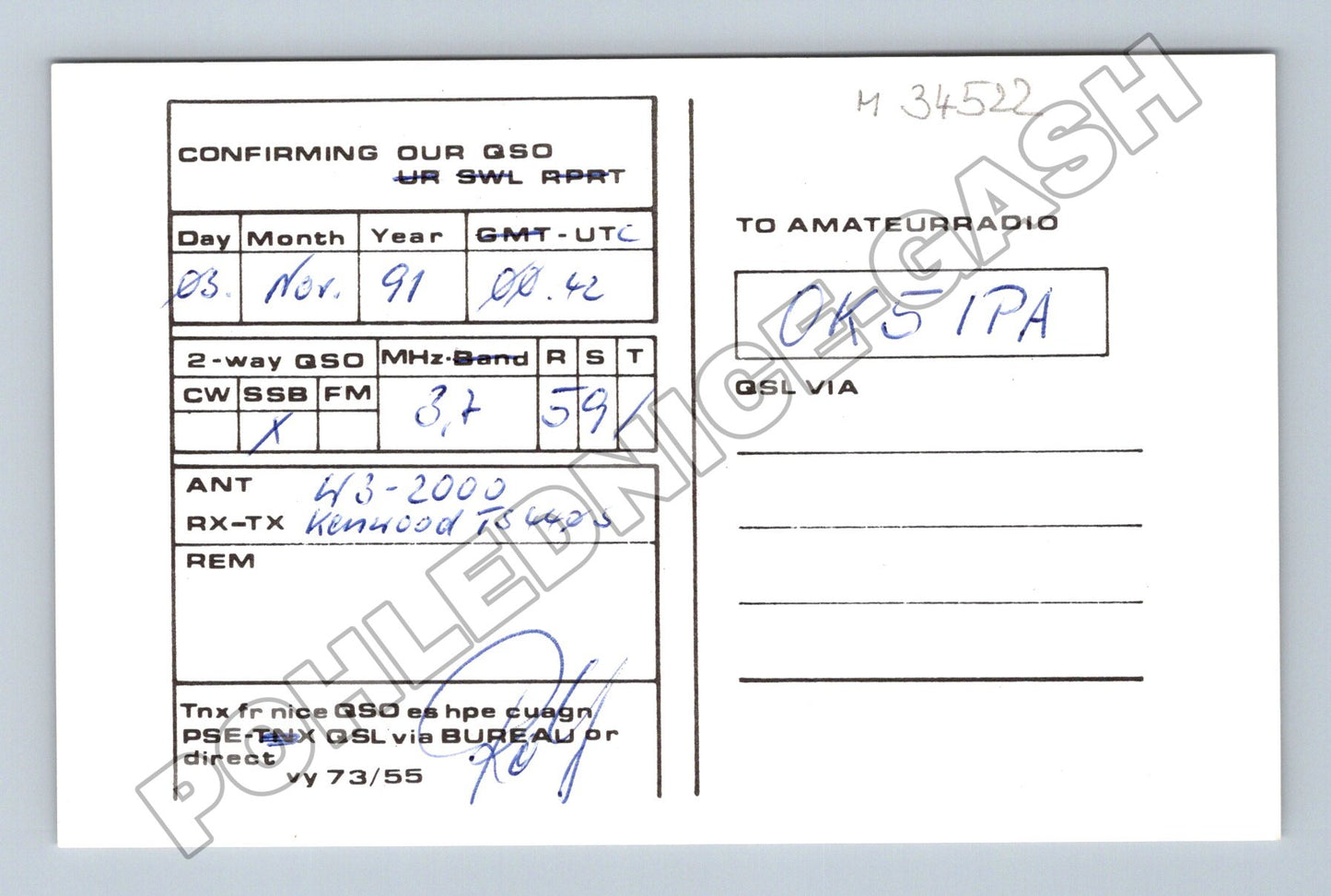 Německo Bad Hersfeld QSL karta radioamatér DL5FBB 1991 (M34522)