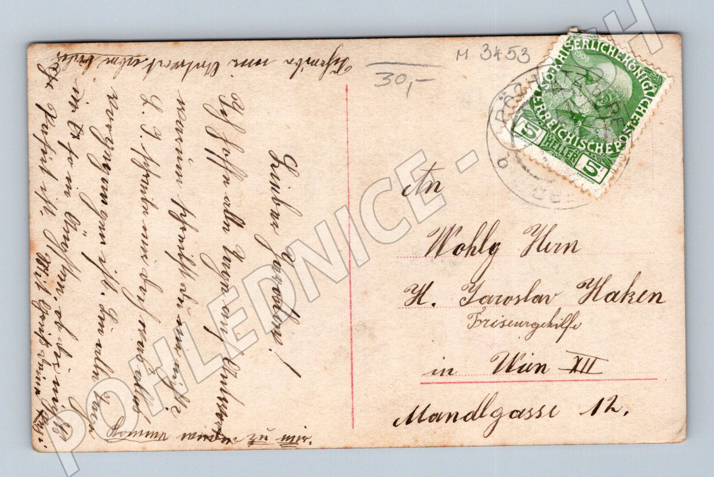 Pohlednice portrét dámy kolorovaný (M3453)