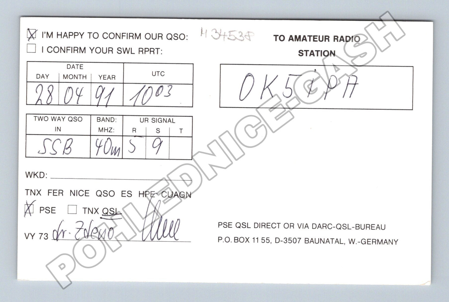 Pohlednice Německo QSL karta DK1LU 1991 (M34538)