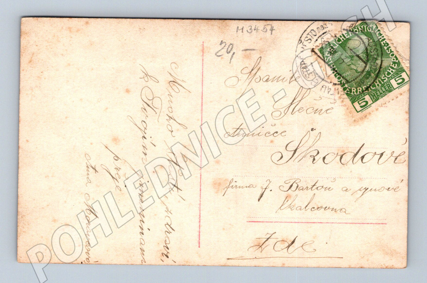 Pohlednice žena s košem květin 1910 (M3454)