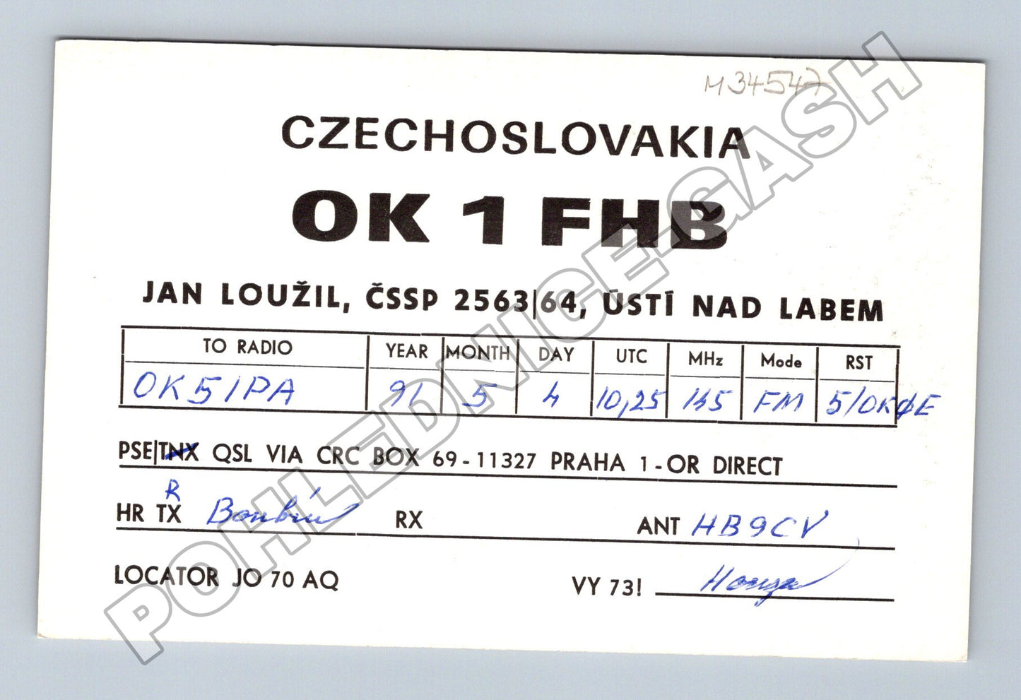 Pohlednice Ústí nad Labem QSL karta 1991 (M34547)