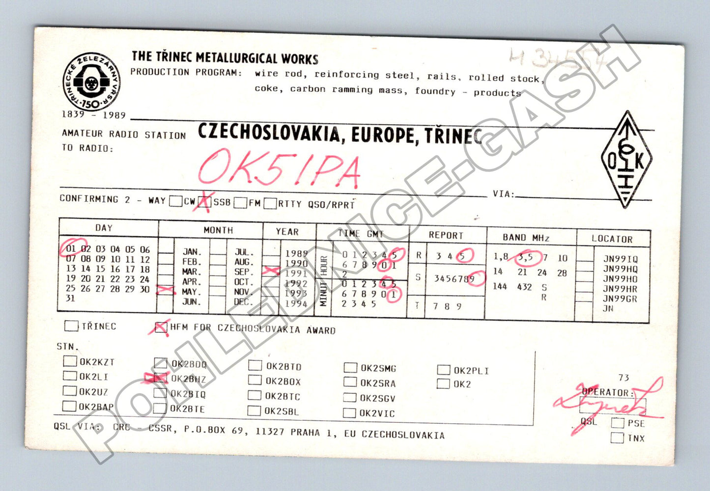 Pohlednice Třinec Železárny s auty 1989 (M34554)