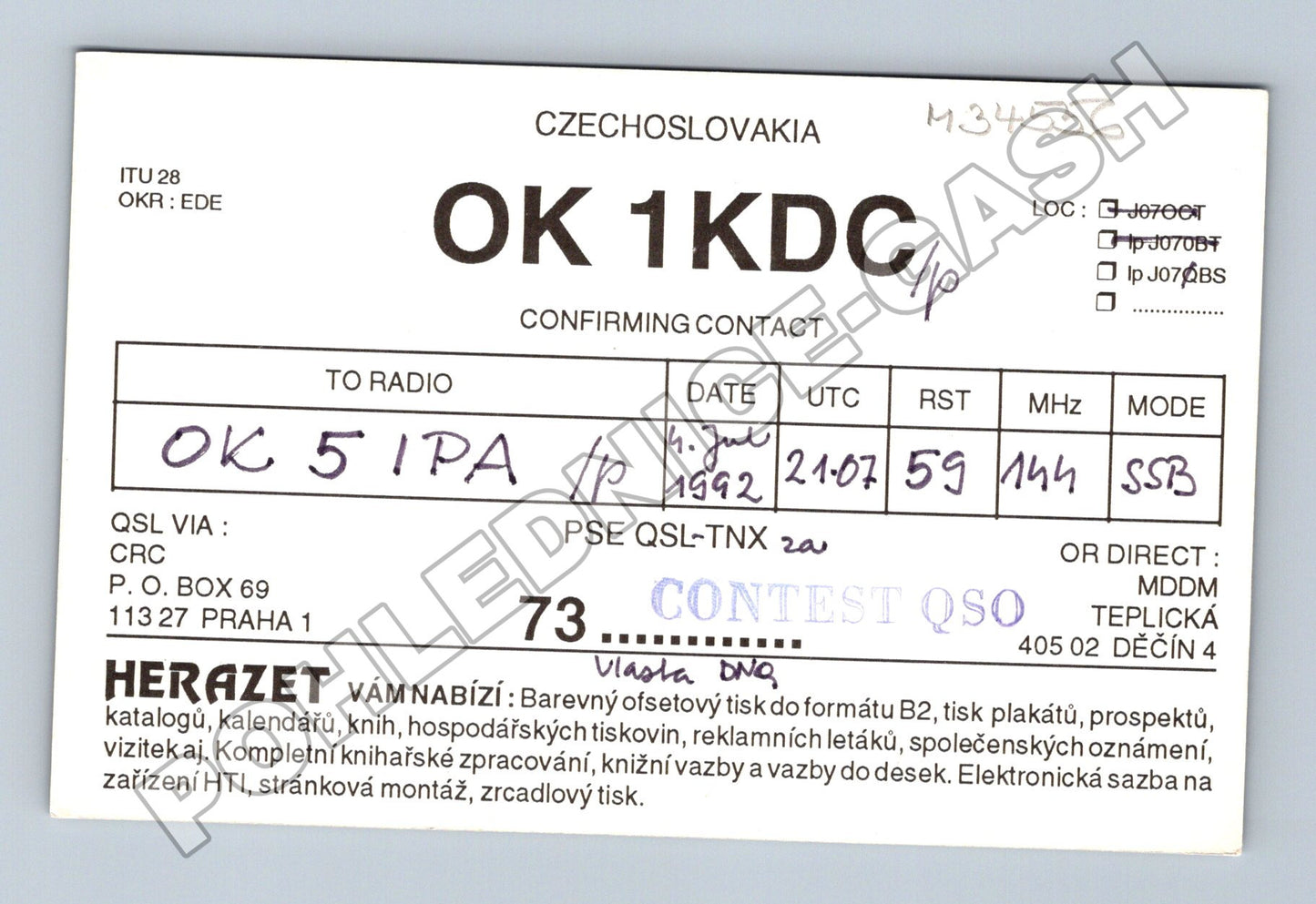 Pohlednice Děčín zámek a město 1992 (M34556)
