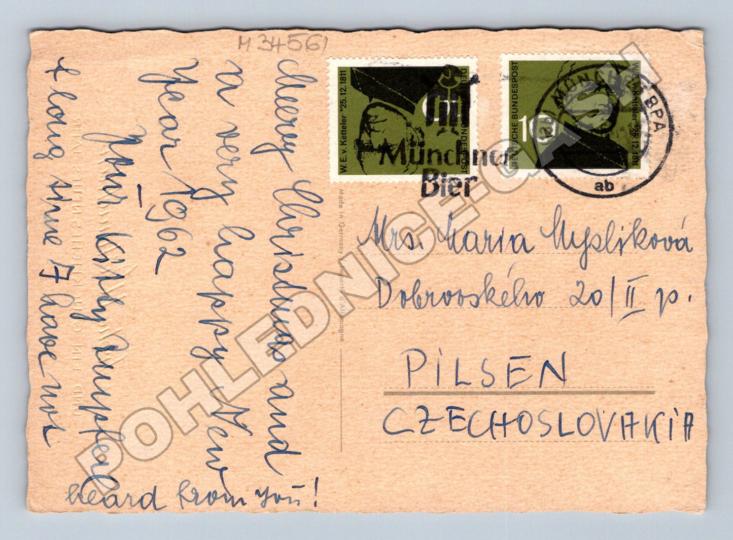 Pohlednice Vánoční novoroční zimní motiv 1961 (M34561)