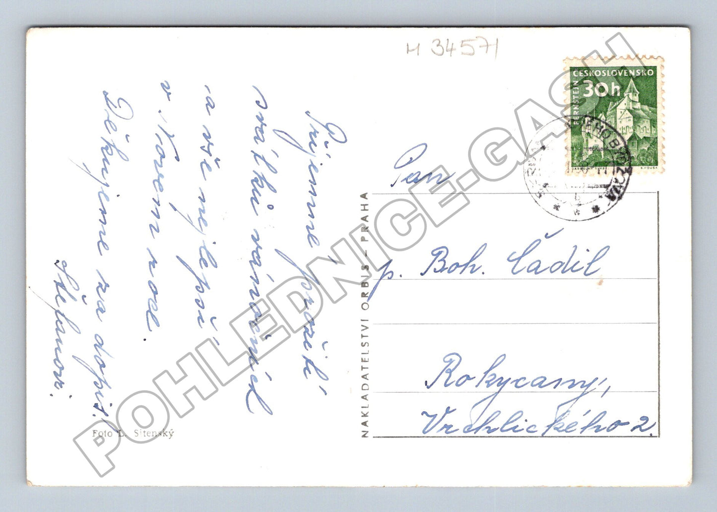 Pohlednice Vánoce chata sníh hory 1957 (M34571)