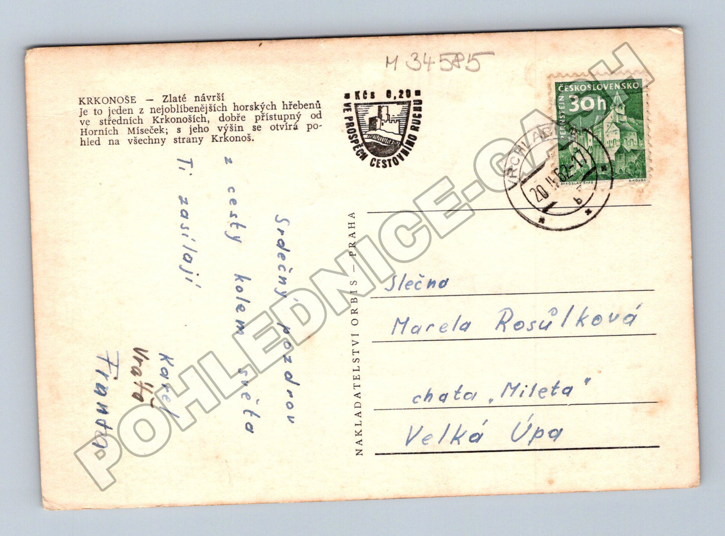 Pohlednice Krkonoše Zlaté návrší zimní krajina 1941 (M34585)