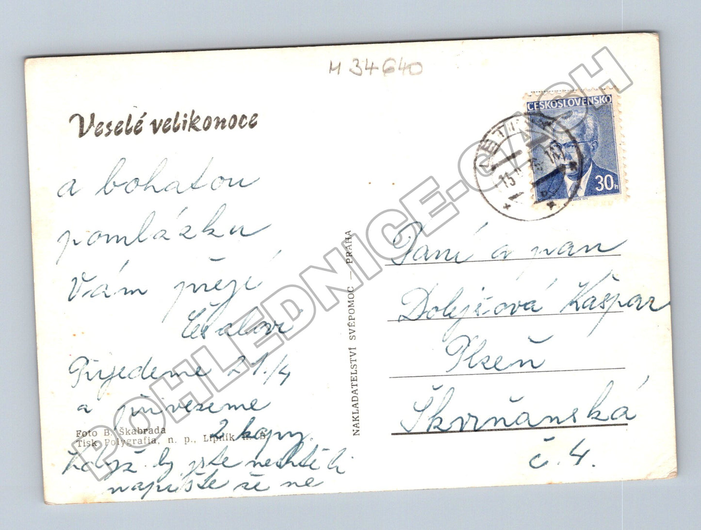 Pohlednice Velikonoce vajíčka pomlázka 1930 (M34640)