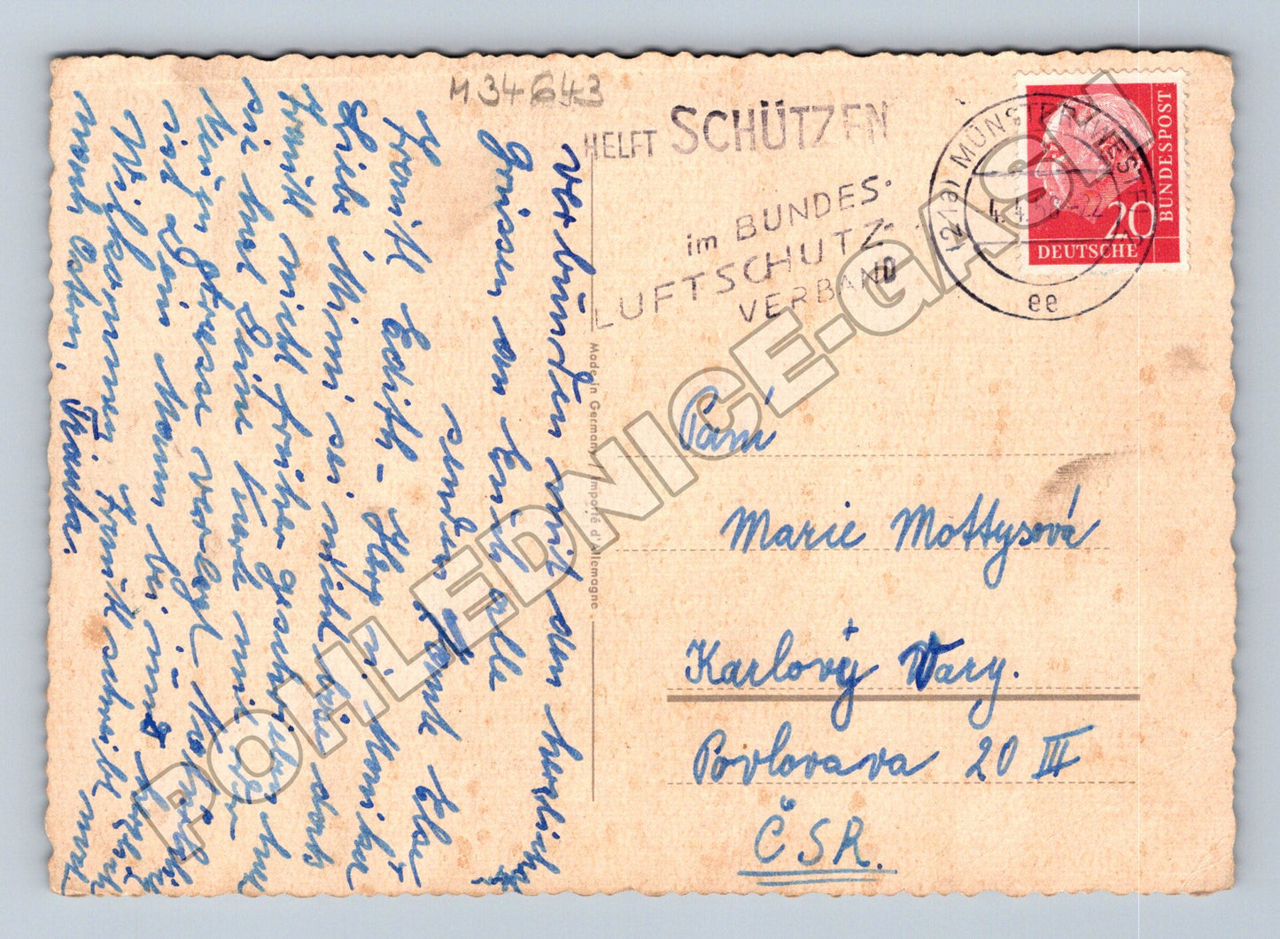 Pohlednice Německo Velikonoce kuřátka tulipány 1950 (M34643)