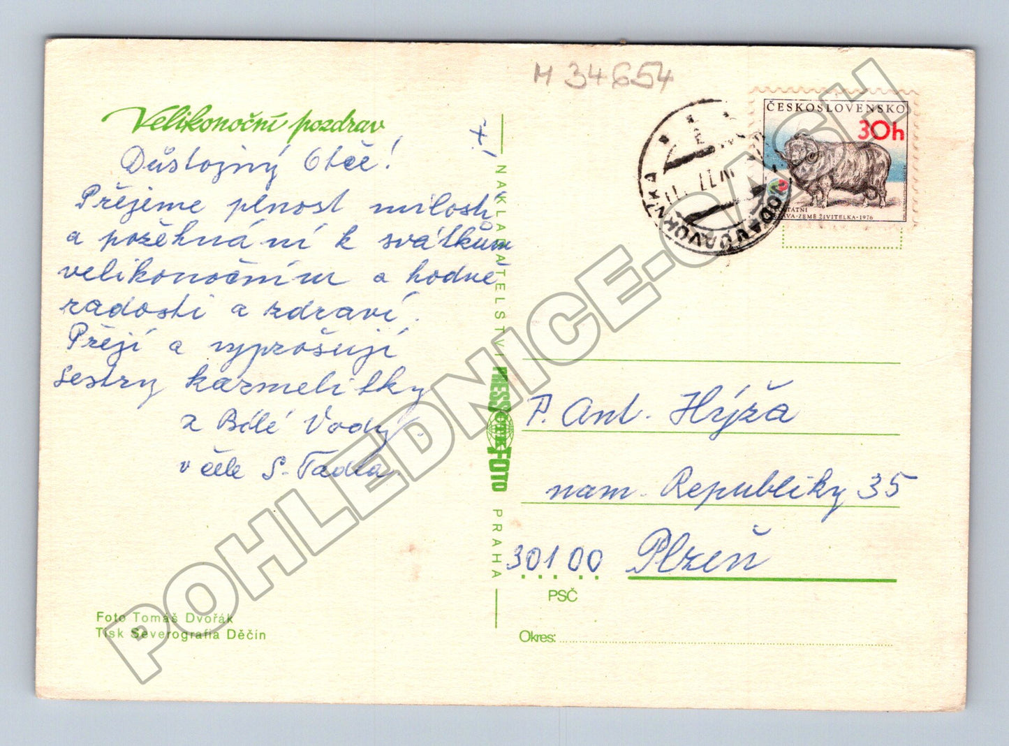 Pohlednice Plzeň Velikonoční zátiší 1976 (M34654)