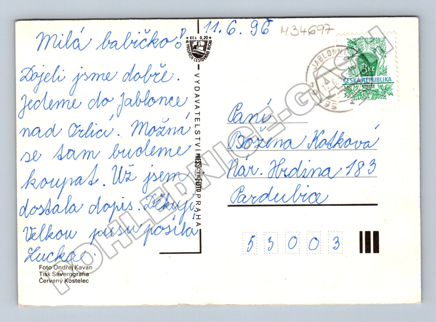 Pohlednice Orlické Hory pohledy obcí 1996 (M34697)