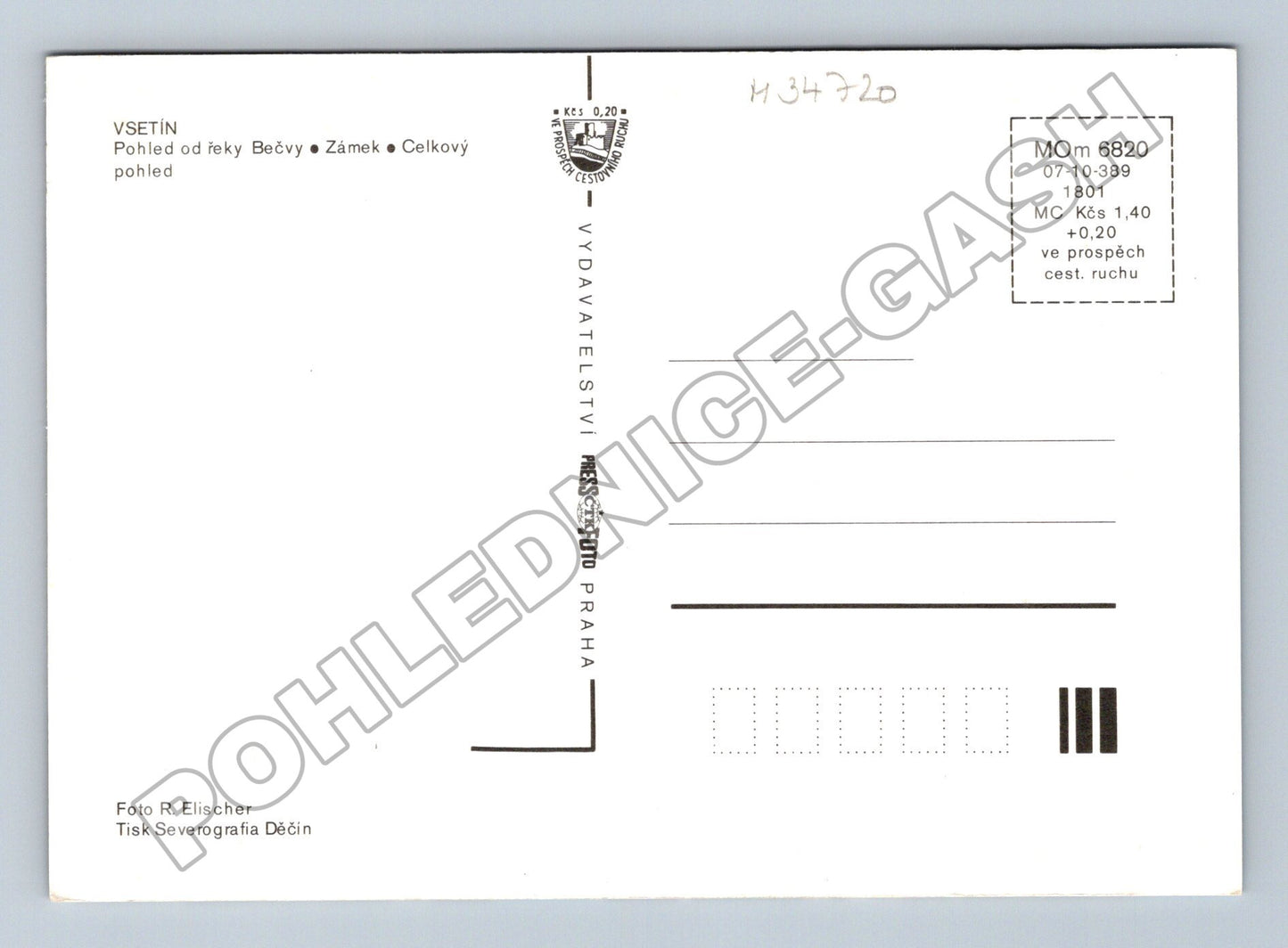 Pohlednice Vsetín Bečva zámek celkový pohled (M34720)