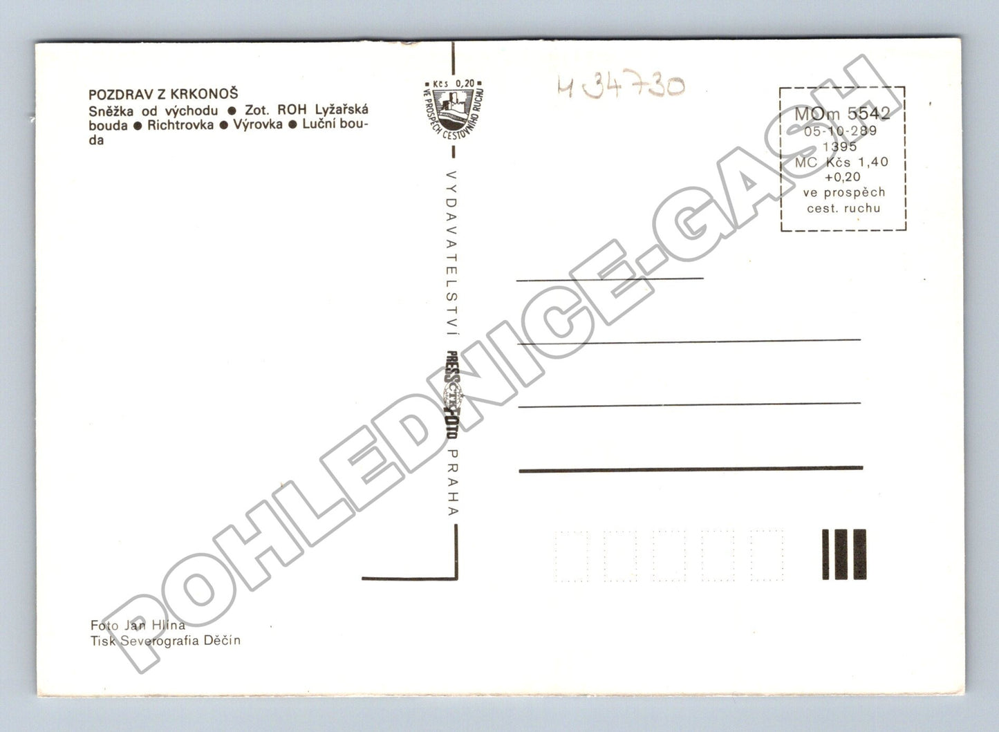 Pohlednice Krkonoše Sněžka, Luční bouda, Výrovka (M34730)
