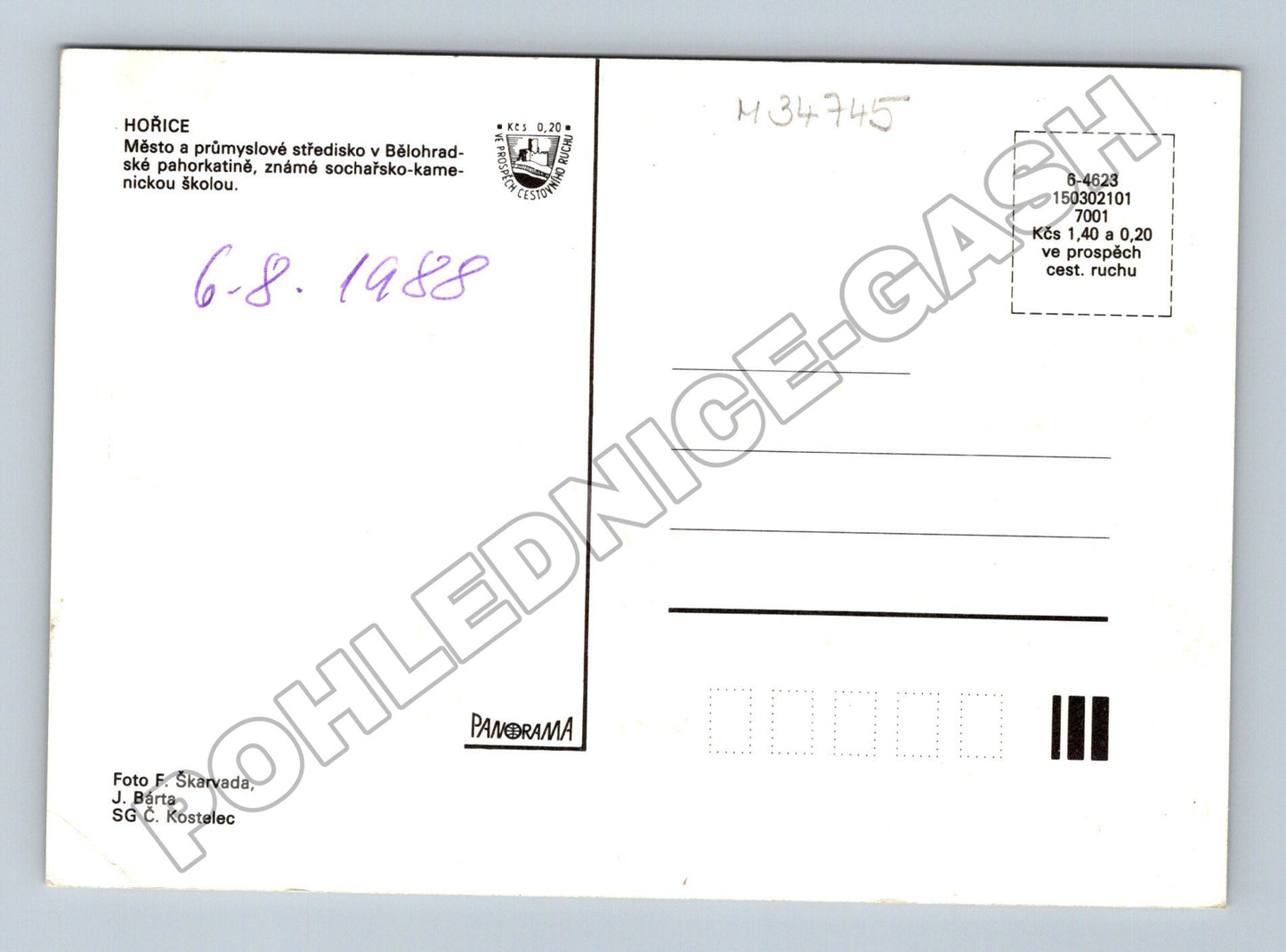 Pohlednice Hořice různé pohledy 1988 (M34745)