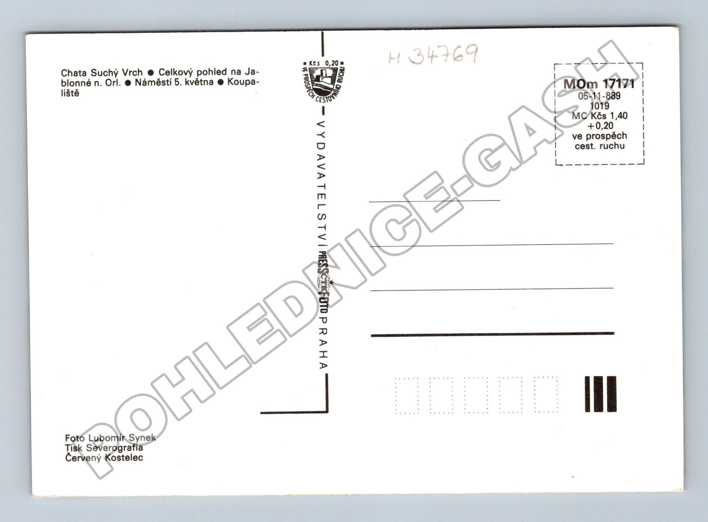 Pohlednice Jablonné nad Orlicí více záběrů 1989 (M34769)