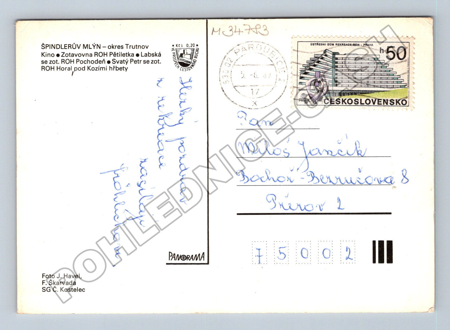 Pohlednice Špindlerův Mlýn Krkonoše 1983 (M34783)