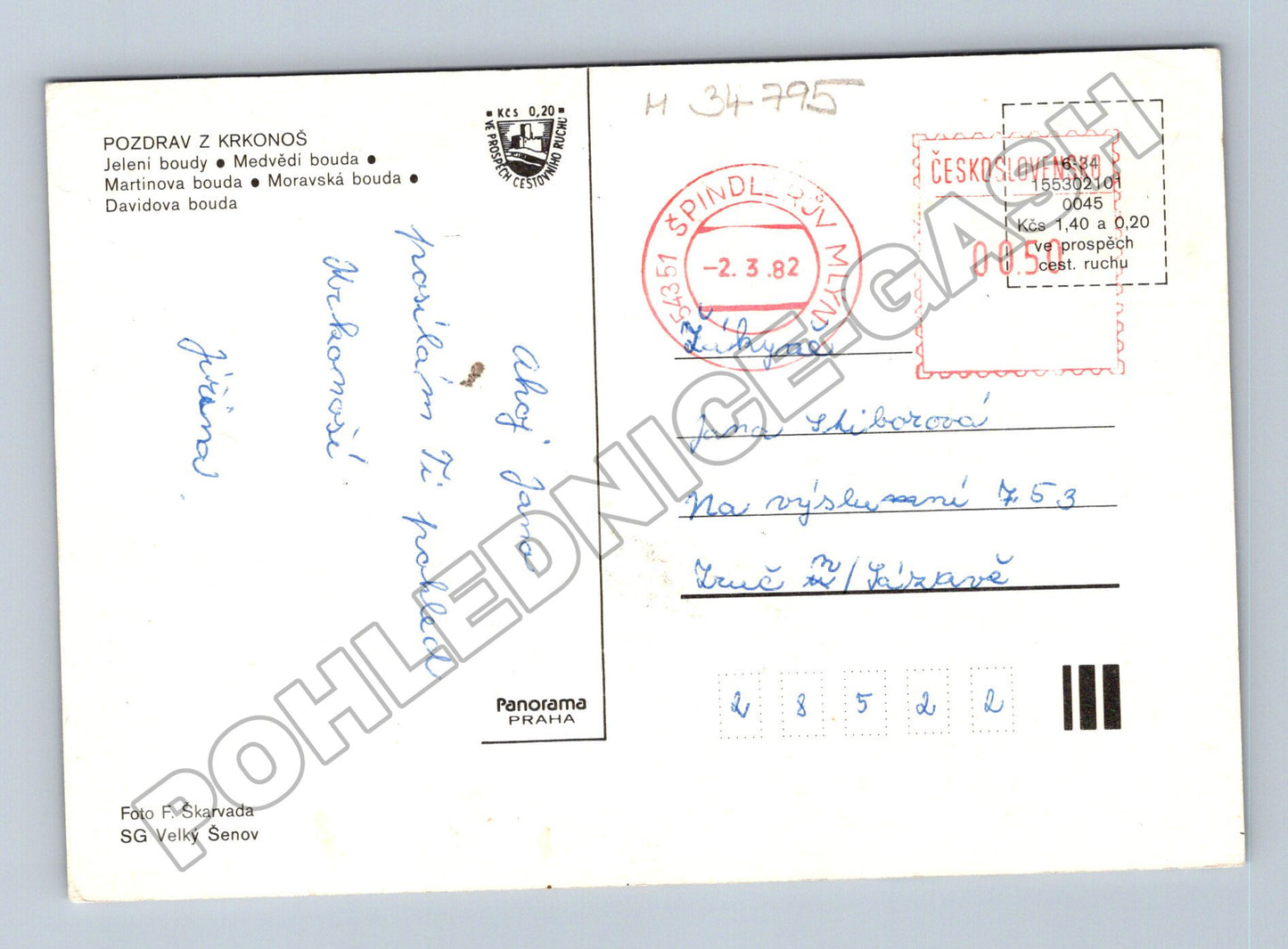 Pohlednice Krkonoše horské boudy 1982 (M34795)