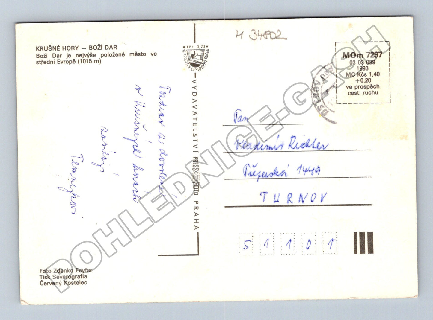 Pohlednice Boží Dar Krušné Hory koláž 1993 (M34802)
