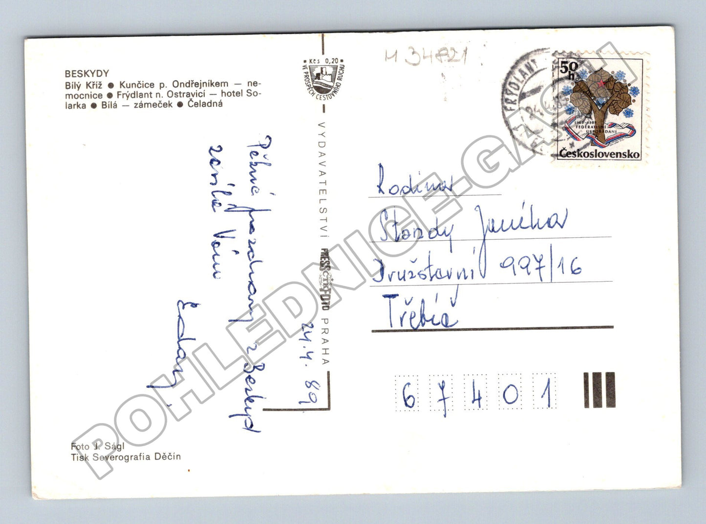 Pohlednice Beskydy více pohledů 1989 (M34821)