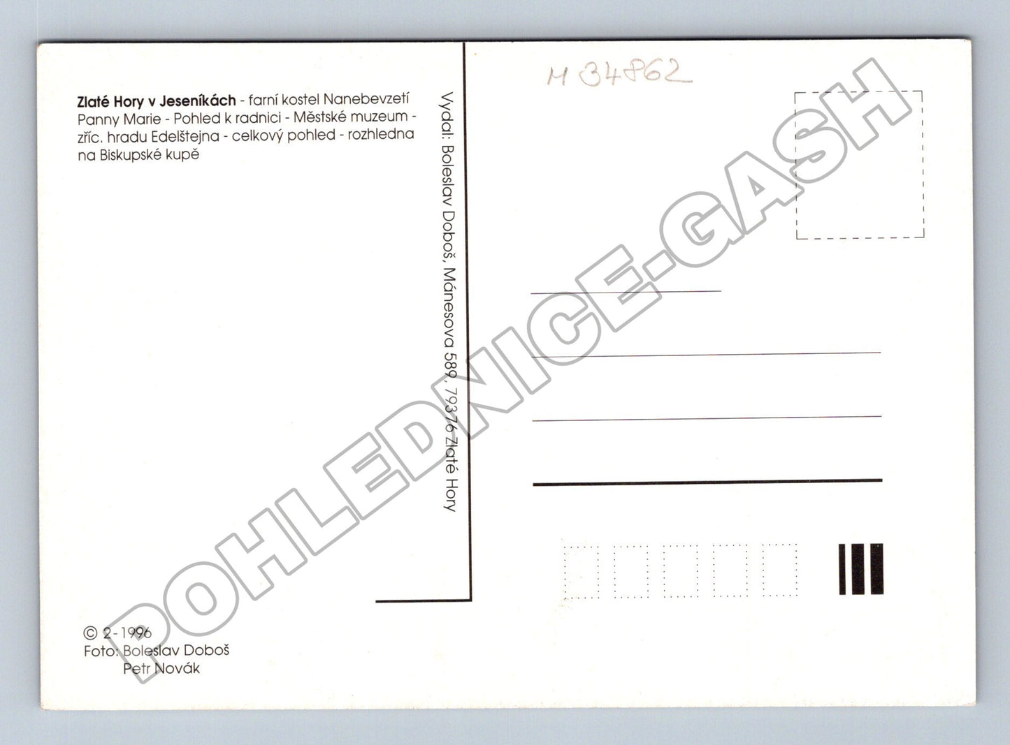 Pohlednice Zlaté Hory v Jeseníkách 1996 (M34862)