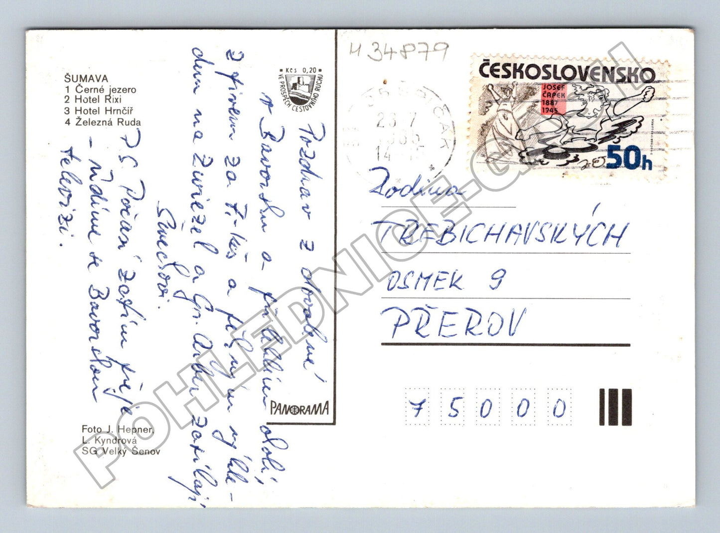 Pohlednice Šumava mapa krajiny a výhledy 197x (M34879)