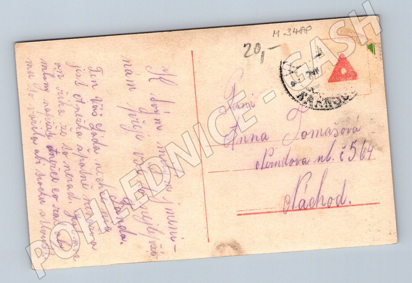 Pohlednice dívka s květinami kolor Náchod (M3488)