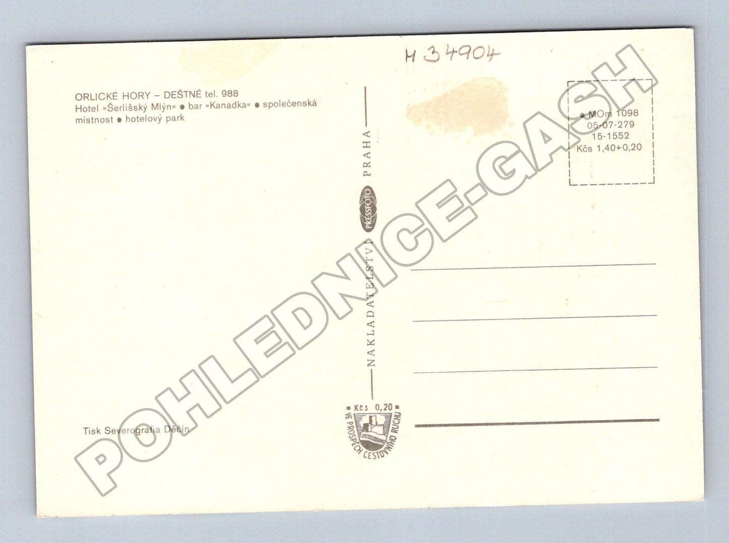 Pohlednice Deštné v Orlických horách Šerlišský Mlýn cca 1970 (M34904)