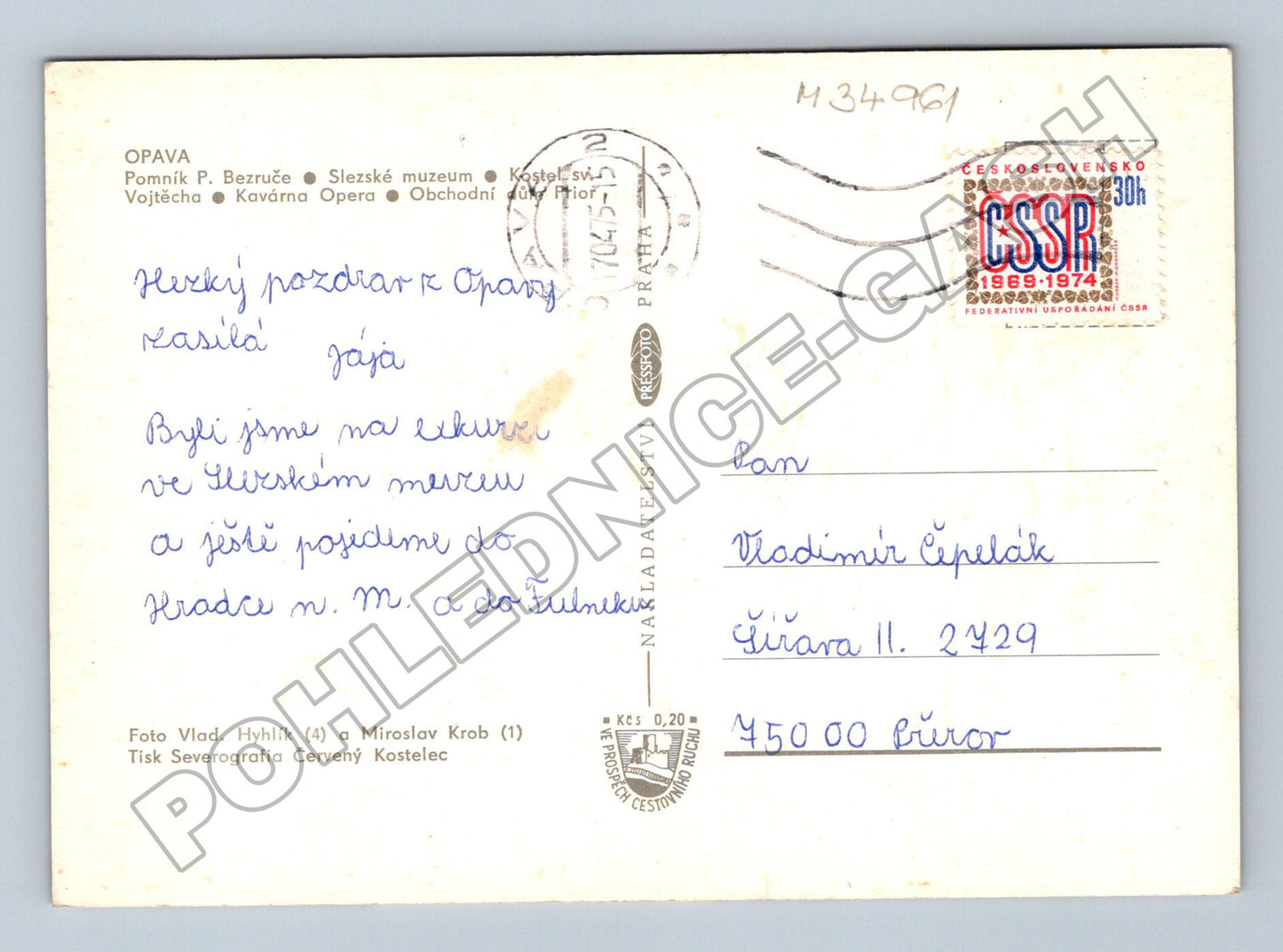 Pohlednice Opava multi-view 1975 (M34961)