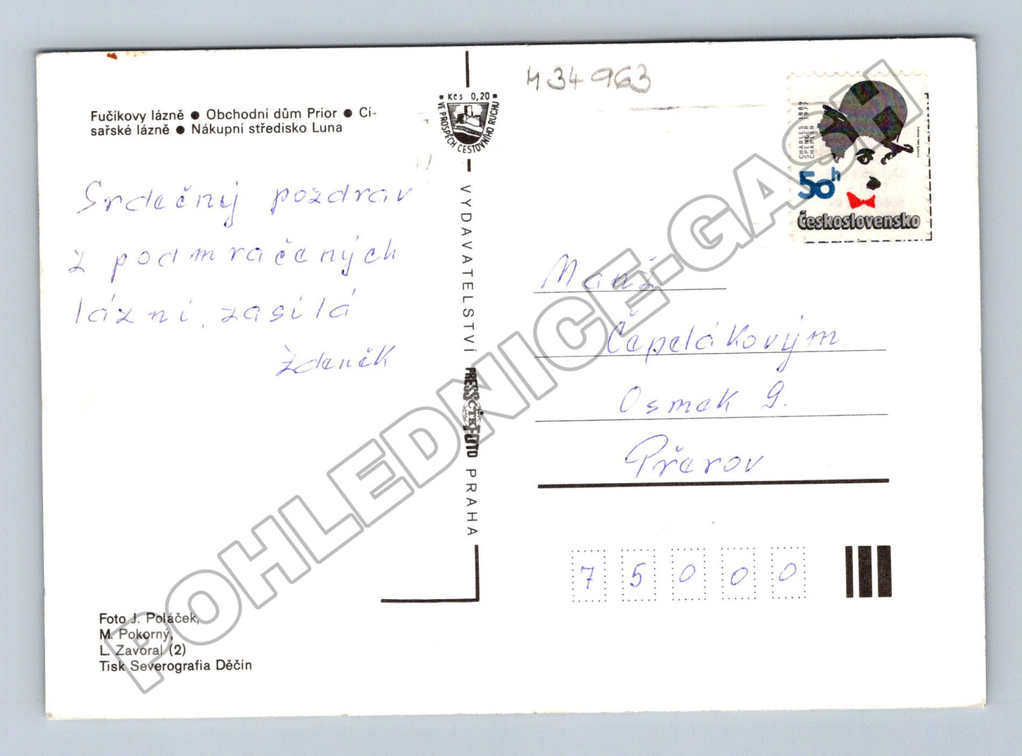 Pohlednice Teplice panorama budovy 1978 (M34963)