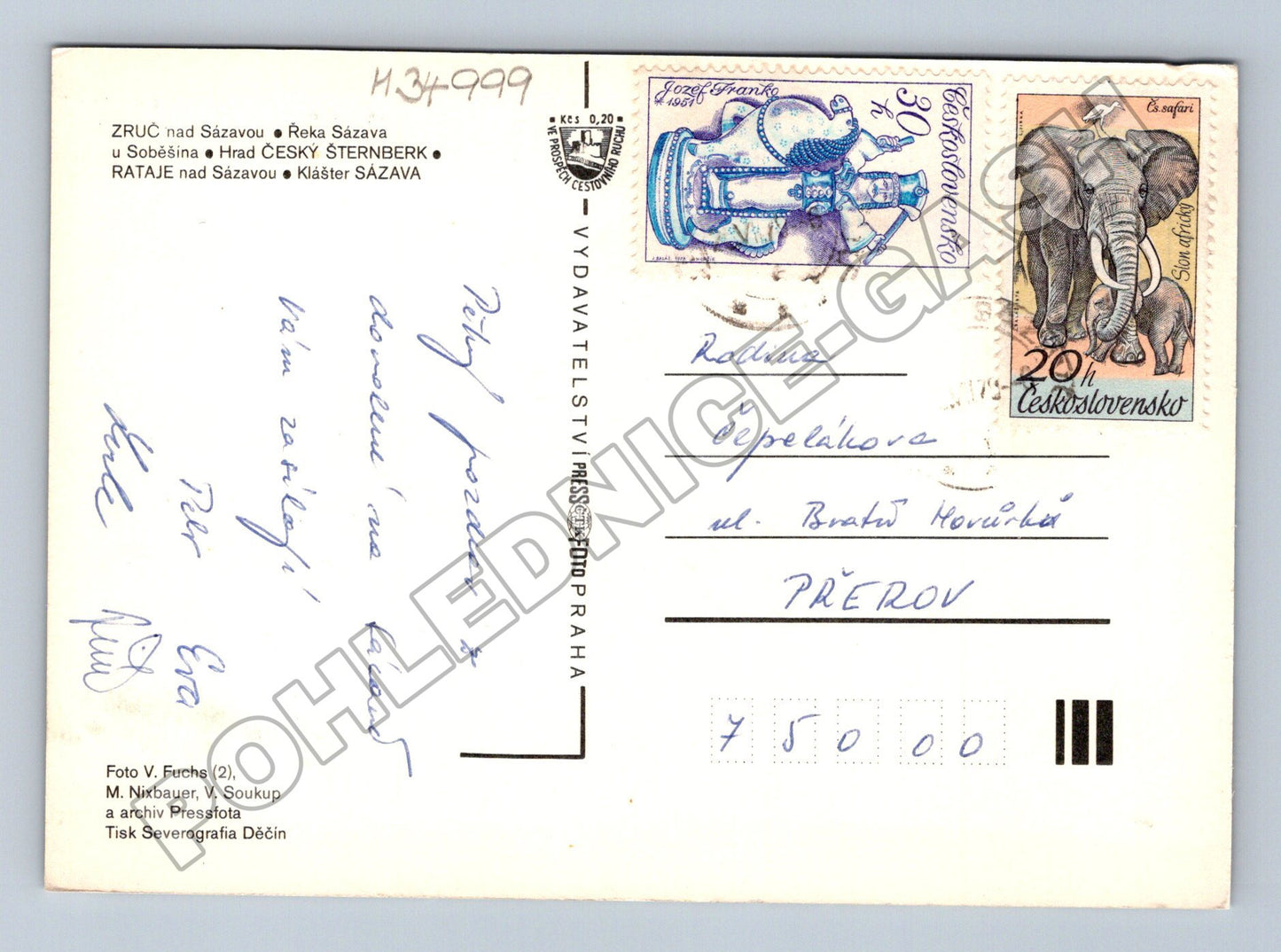 Pohlednice Posázaví krajina, hrady a města 1980 (M34999)