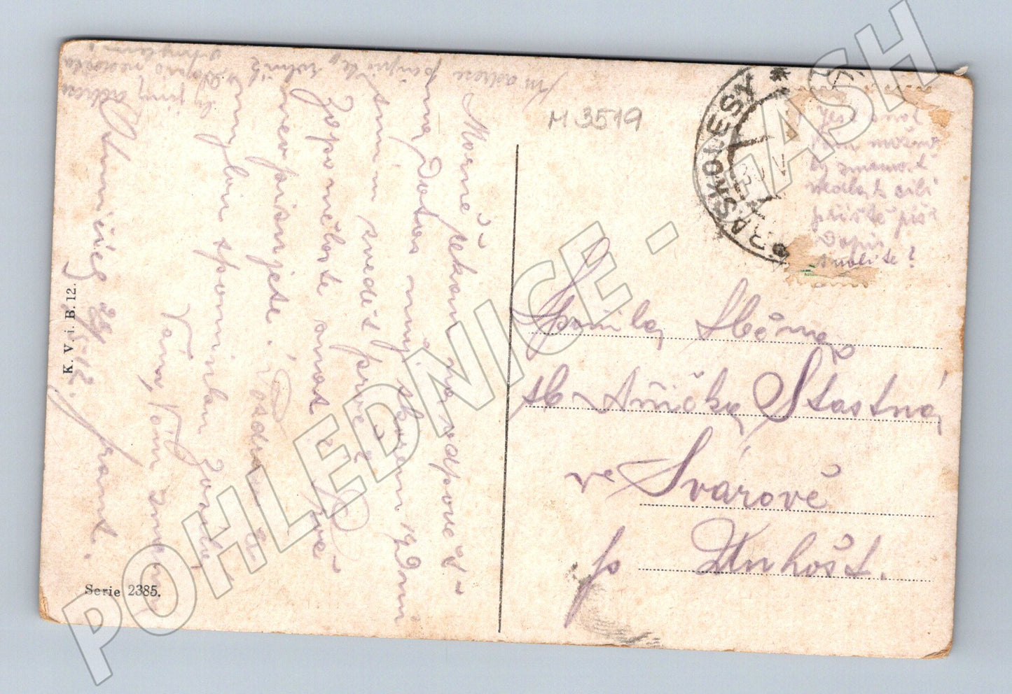 Pohlednice milostný pár ručně kolor (M3519)