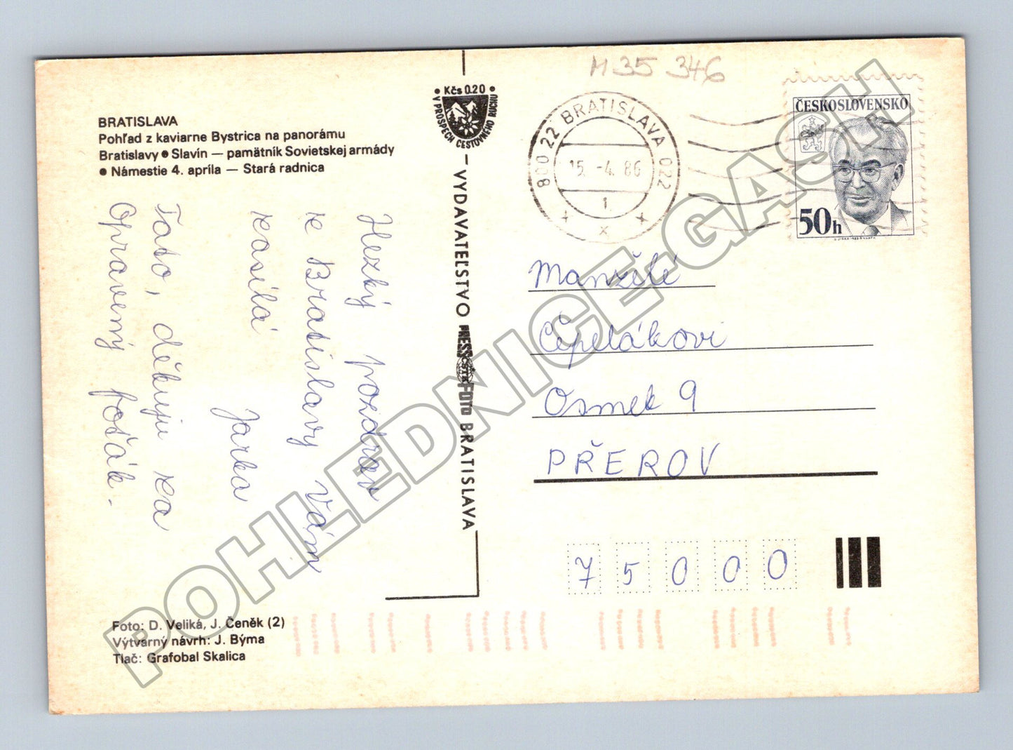Pohlednice Slovensko Bratislava město 1986 (M35346)