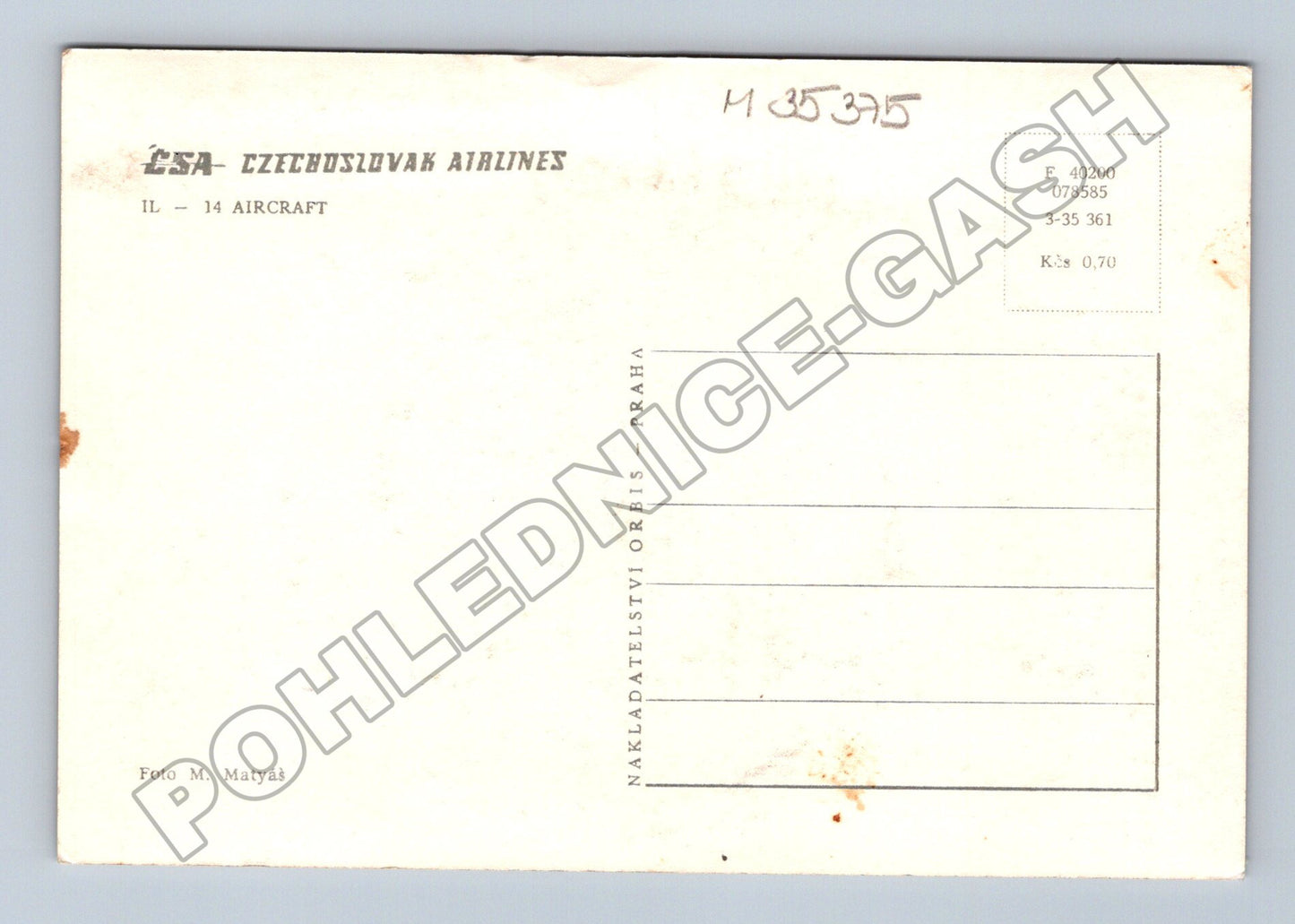 Pohlednice letadlo CSA Iljušin Il-14 (M35375)
